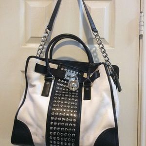 **SOLD** Michael Kors Black & White Studded Tote